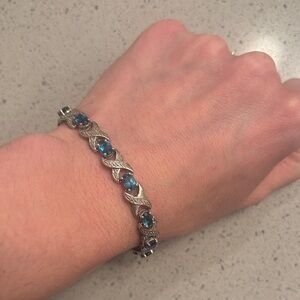 Elegant Silver and Blue Bracelet